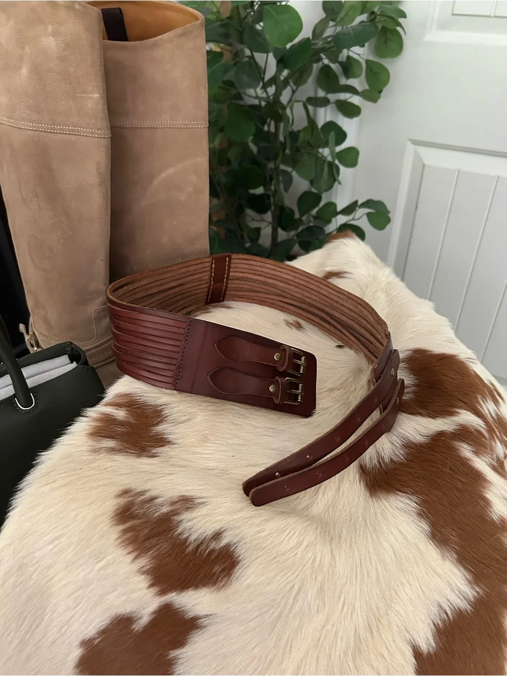 J. Crew Brown Leather Corset Belt